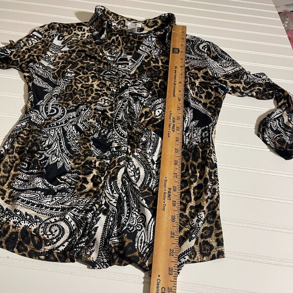 Cache Leopard Print Paisley  Top S - Picture 10 of 13